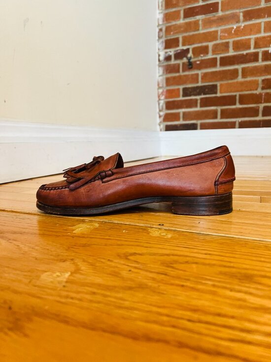 Polo Ralph Lauren Brown Leather Tassel Penny Loafers 8 Bench Made in Maine USA main image 10